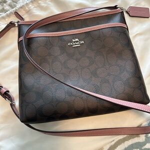 Coach Signature Brown and Pink Crossbody Bag